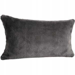 Futrzana poszewka dekoracyjna 30 x 50cm stalowy