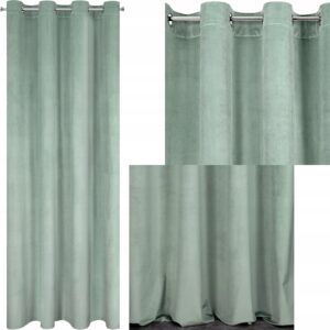 Mięciutka zasłona welwetowa kółka 140x250 j.mięta