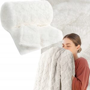 Koc narzuta 170x210 gruby mięciutki puszysty kremowy