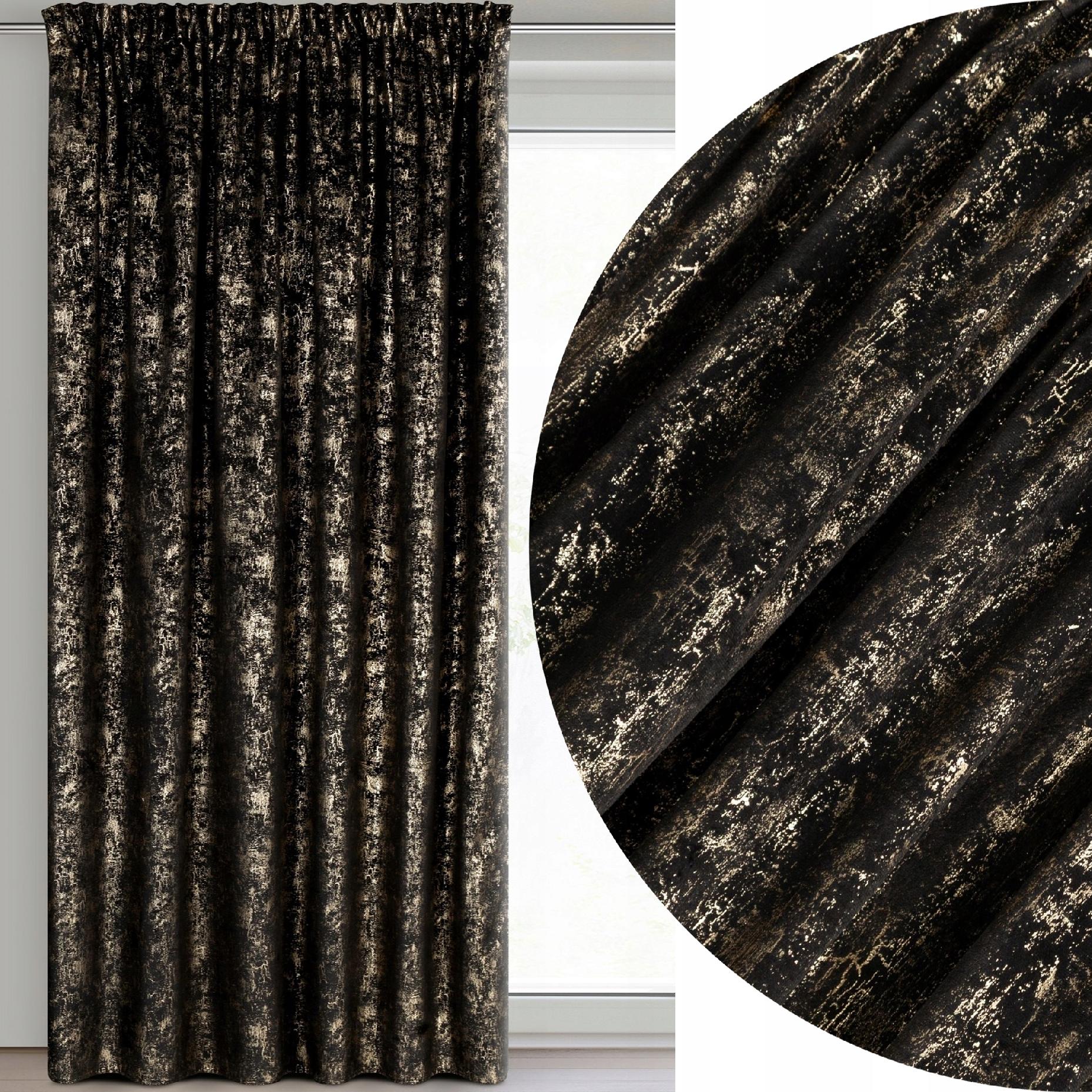 Zasłona 140X270 czarna welwetowa z nadrukiem taśma - obrazek 14