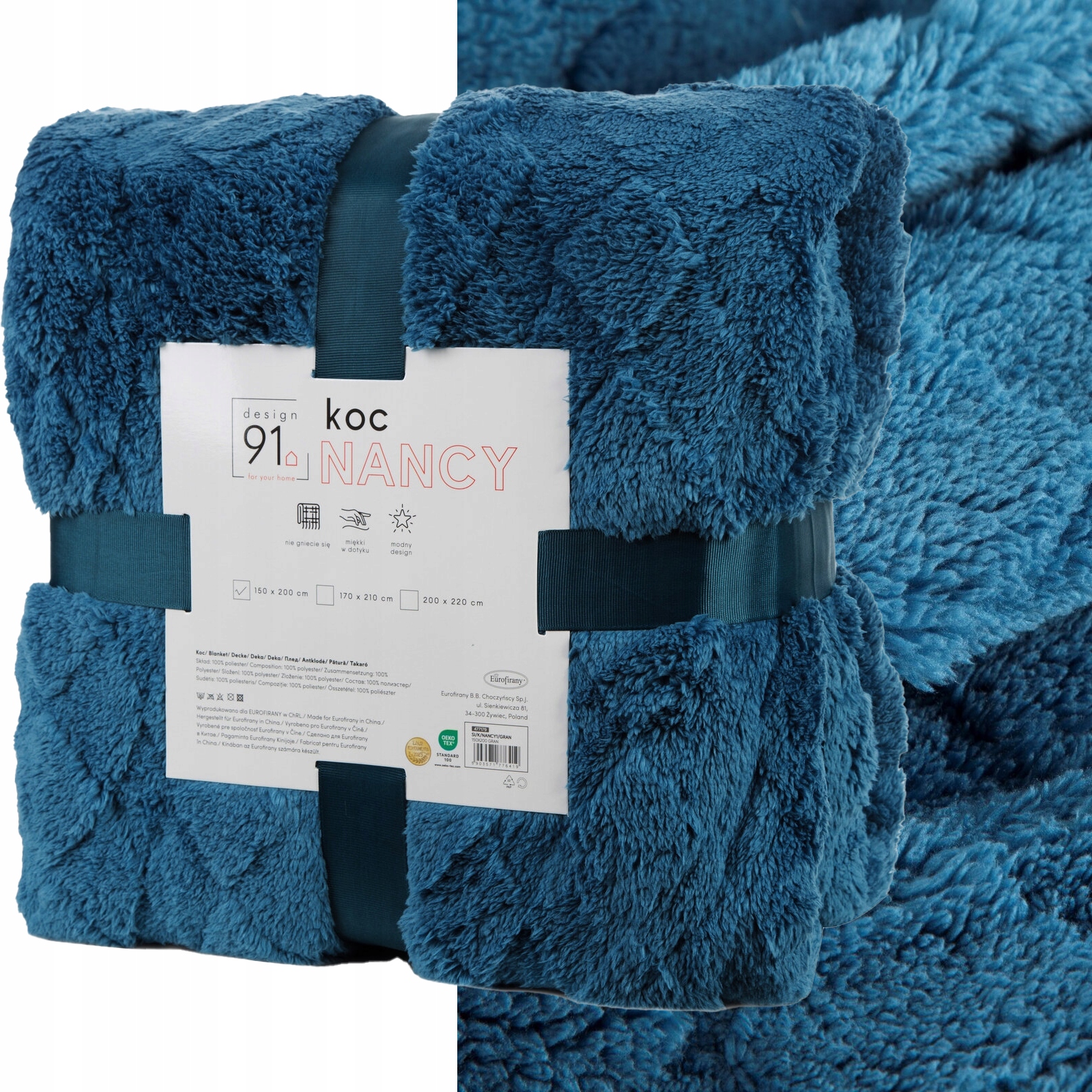 Koc narzuta 70x160 gruby mięciutki puszysty granatowy - obrazek 6