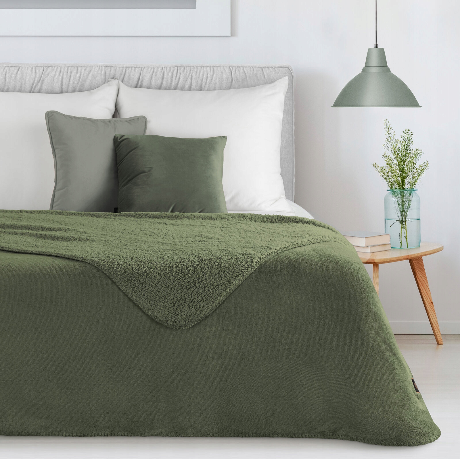 Koc narzuta dwustronny PREMIUM 200 x 220 cm oliwka - obrazek 12