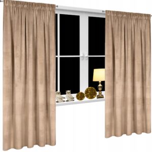 Mięciutka zasłona welwetowa taśma 140x270 ciemny beż