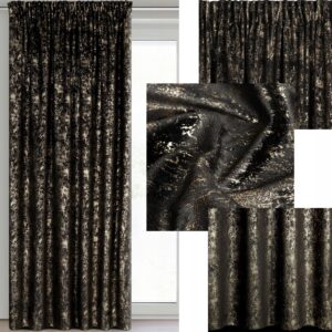 Zasłona 140X270 czarna welwetowa z nadrukiem taśma