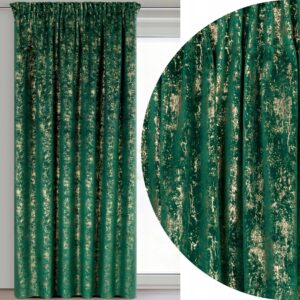 Zasłona 140X270 zielona welwetowa z nadrukiem taśma