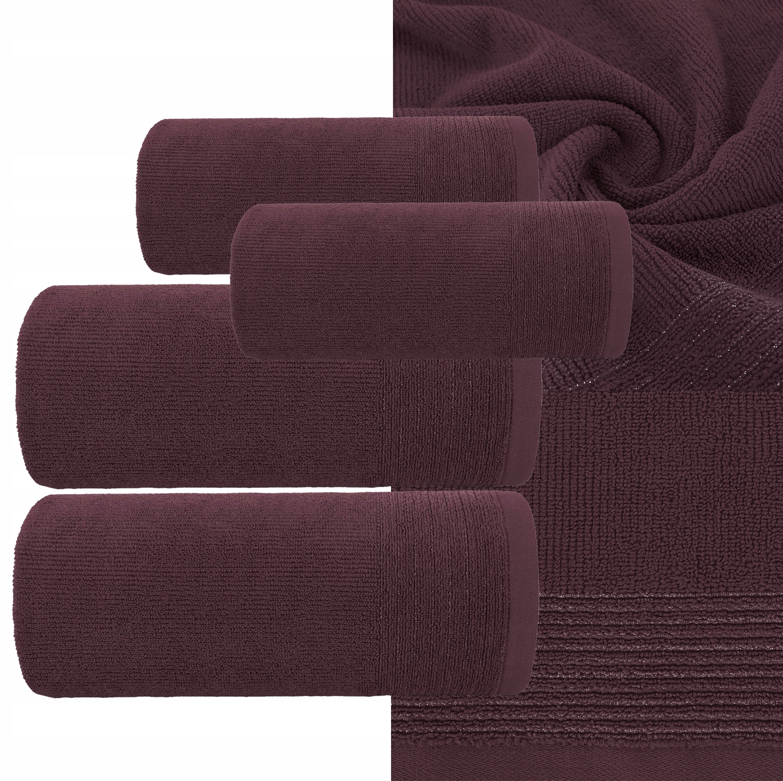 Ręcznik 2 x 50x90cm + 2 x 70x140cm 500g bawełna zestaw burgund - obrazek 5