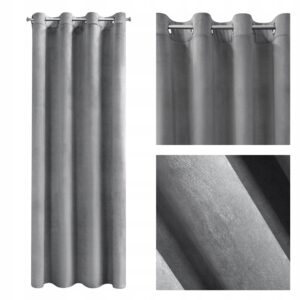 Mięciutka zasłona welwetowa kółka 140x250 srebrny