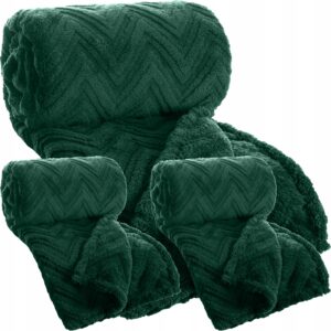 Zestaw Koc narzuta 170x210 + 2 x 70x160 gruby mięciutki puszysty c.zielony