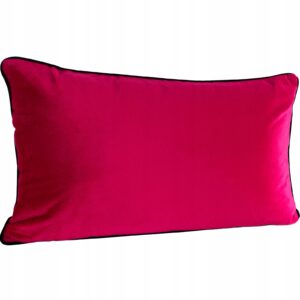 Poduszka z wypełnieniem welwetowa z ozdobną lamówką 30x50 amarant