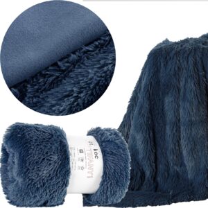 Koc narzuta włochacz 70 cm x 160 granatowy