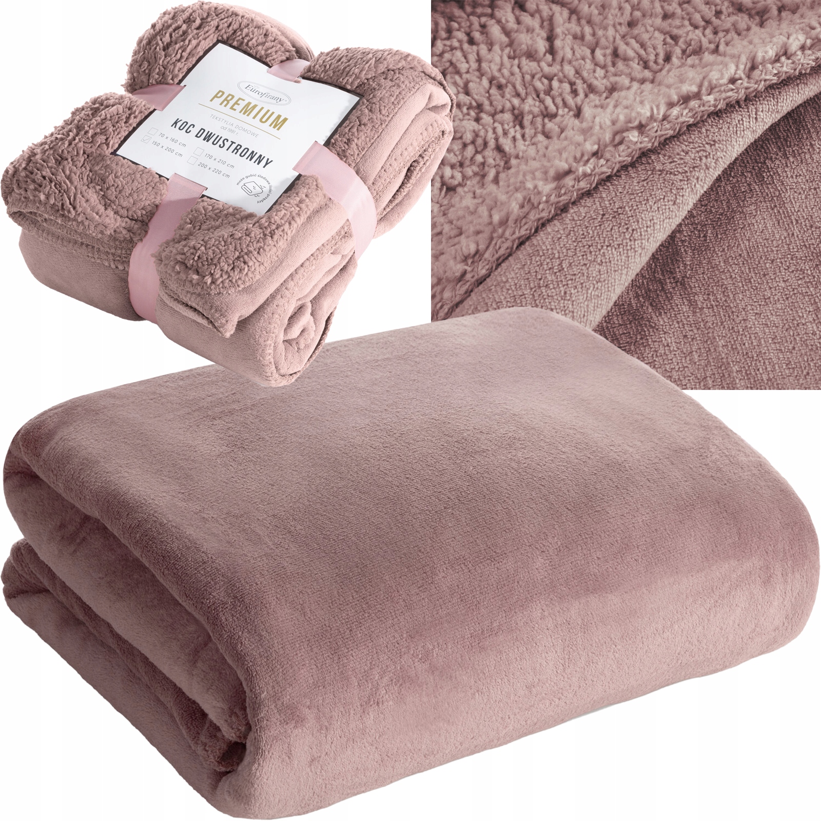 Mięciutki koc narzuta dwustronny 70 cm x 160 cm odcienie różowego - obrazek 10