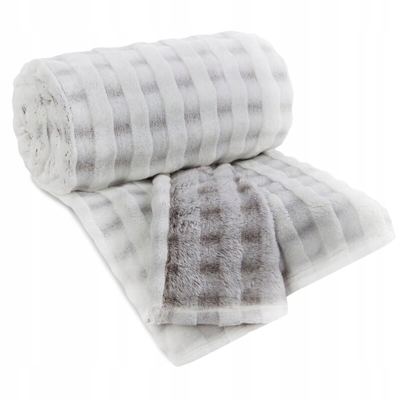 Zestaw Mięciutki Koc narzuta 170x210 + 2 x 70x160 puszysty beżowy - obrazek 16