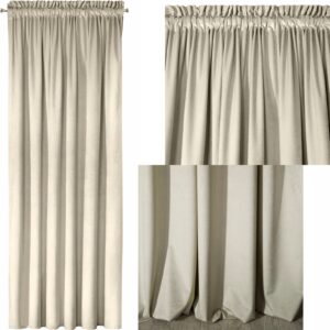 Mięciutka zasłona welwetowa taśma 140x270 krem