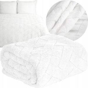 Koc narzuta 170x210 BIAŁY gruby mięciutki puszysty