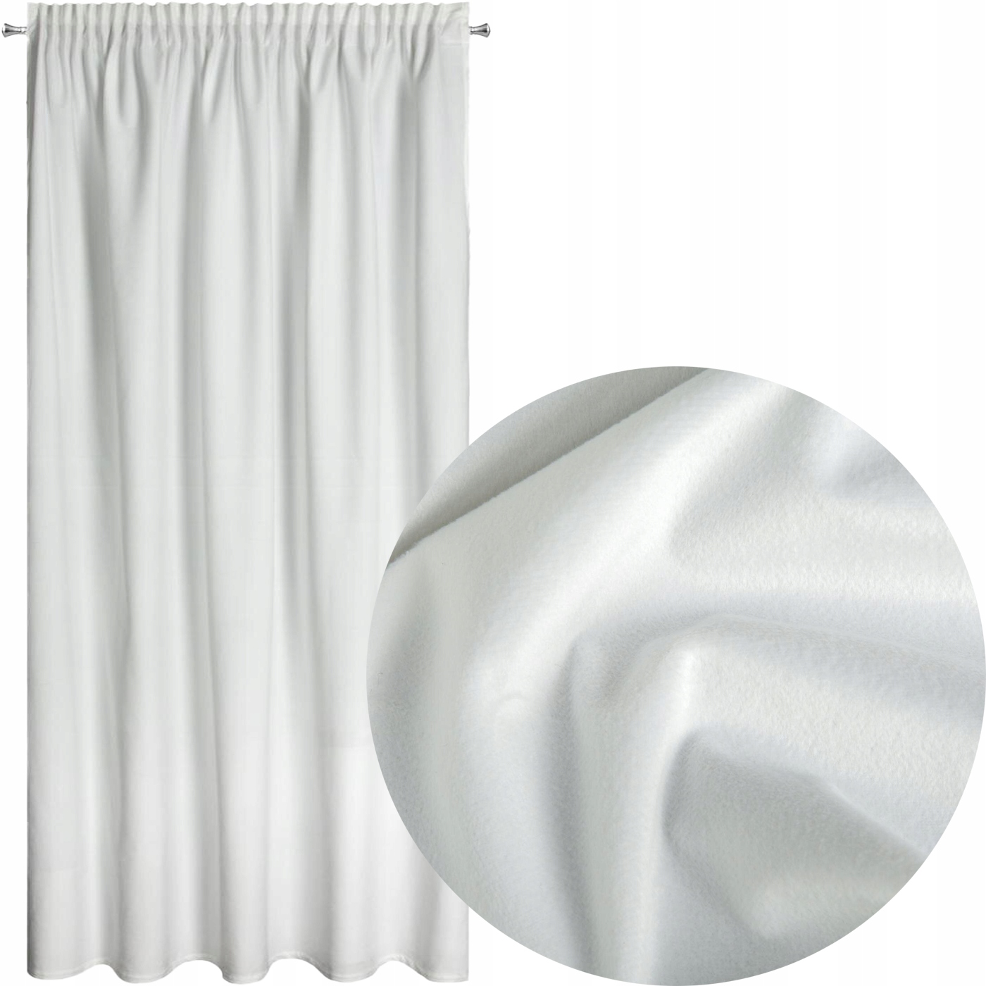 Nowoczesna zasłona welwetowa w taśmę 140x270 biały - obrazek 4