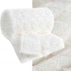 Koc narzuta 70x160 gruby mięciutki puszysty kremowy