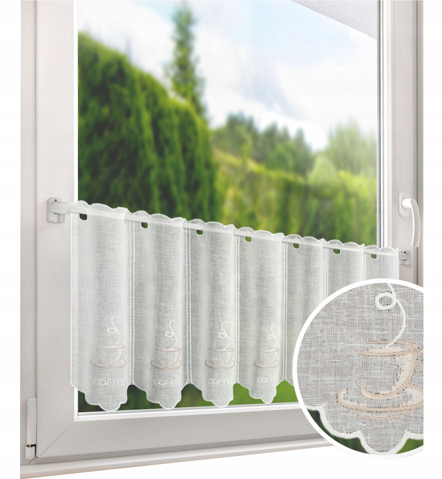 FIRANA DO KUCHNI KOLOR NATURA+BEŻ HAFT WYS 40 CM ZAZDROSTKA - obrazek 9