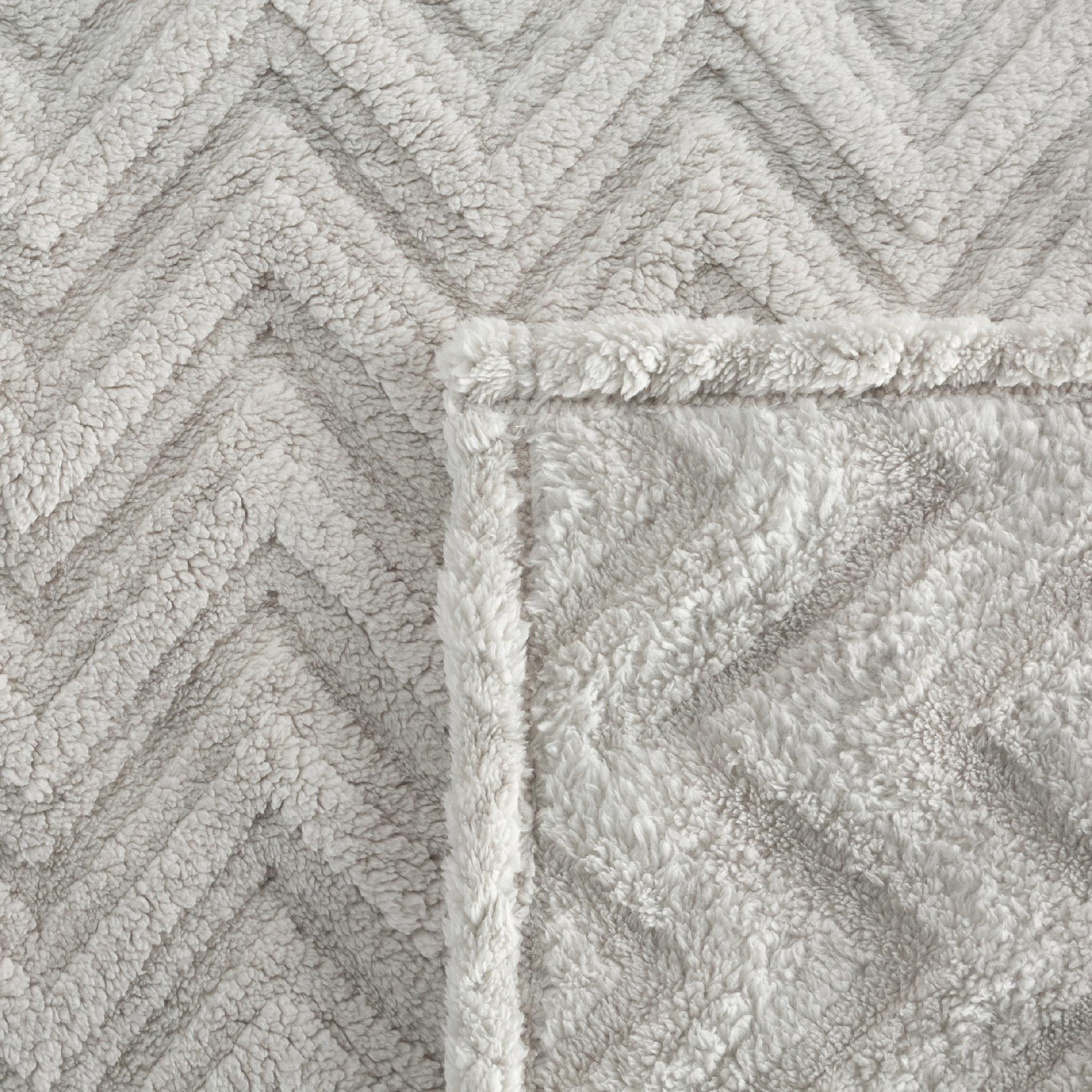 Koc narzuta 200x220 gruby mięciutki puszysty jodełka srebrny - obrazek 11