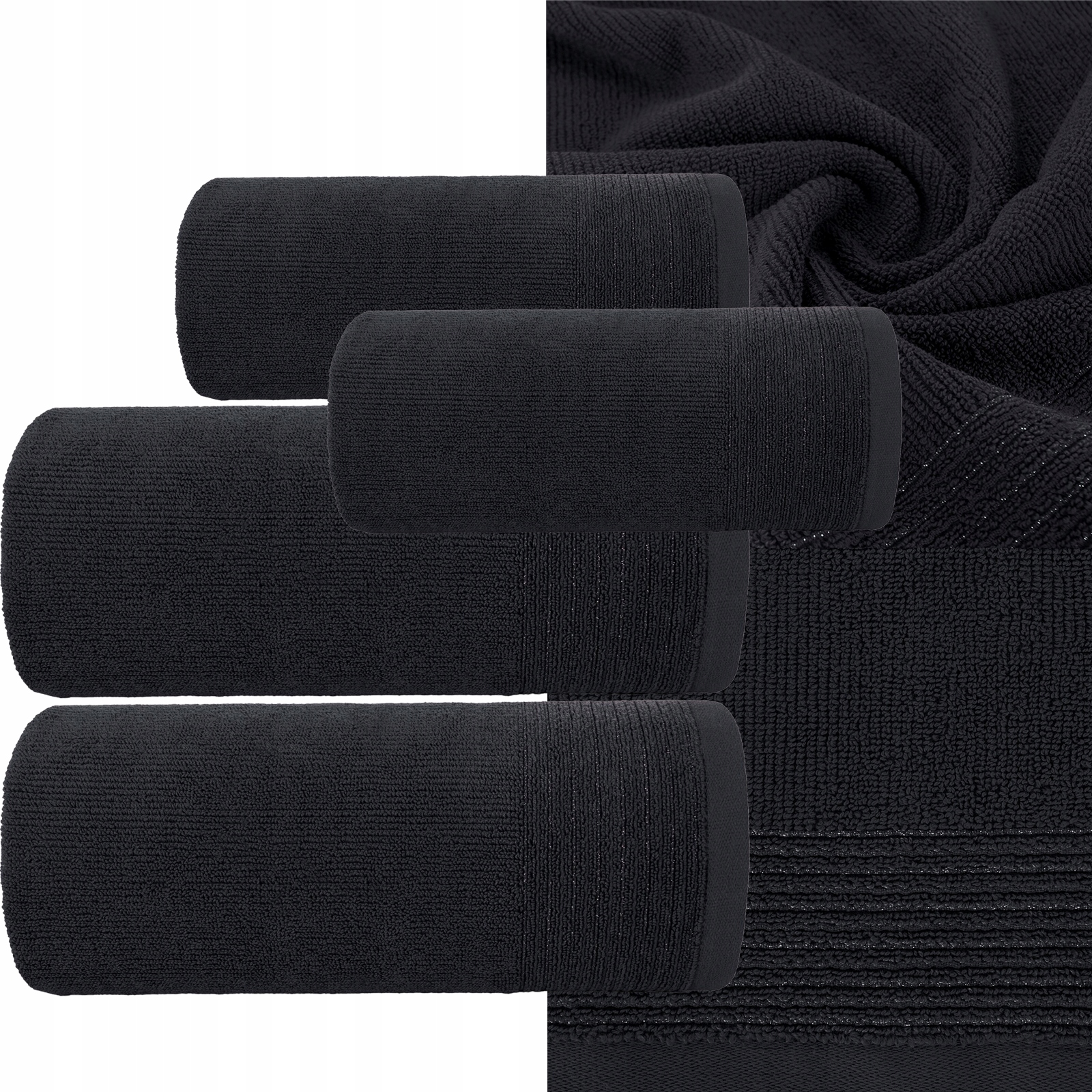 Ręcznik 2 x 50x90cm + 2 x 70x140cm 500g bawełna zestaw czarny - obrazek 5
