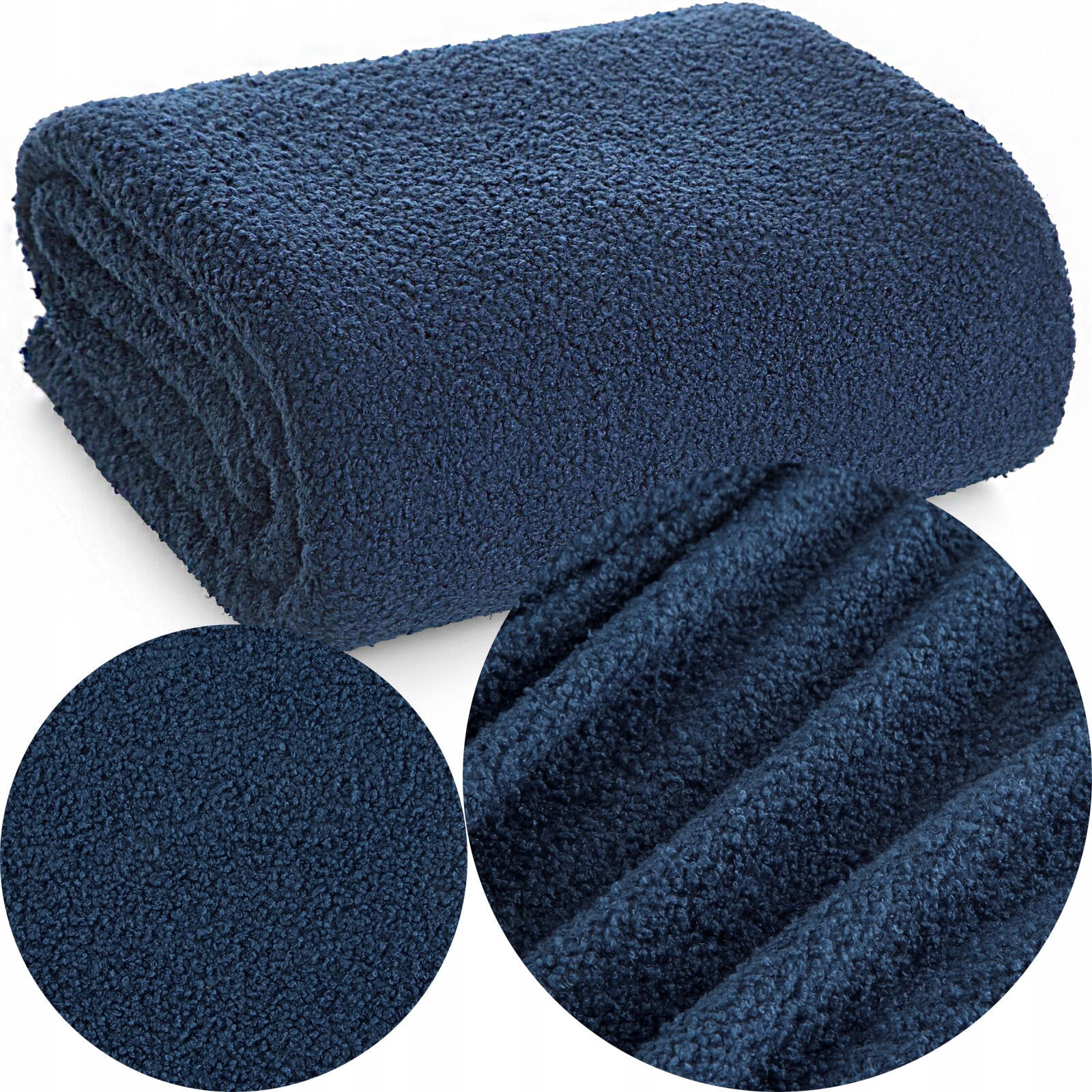 Mięciutki koc narzuta na fotel na kanapę 70 cm x 160 granat - obrazek 5