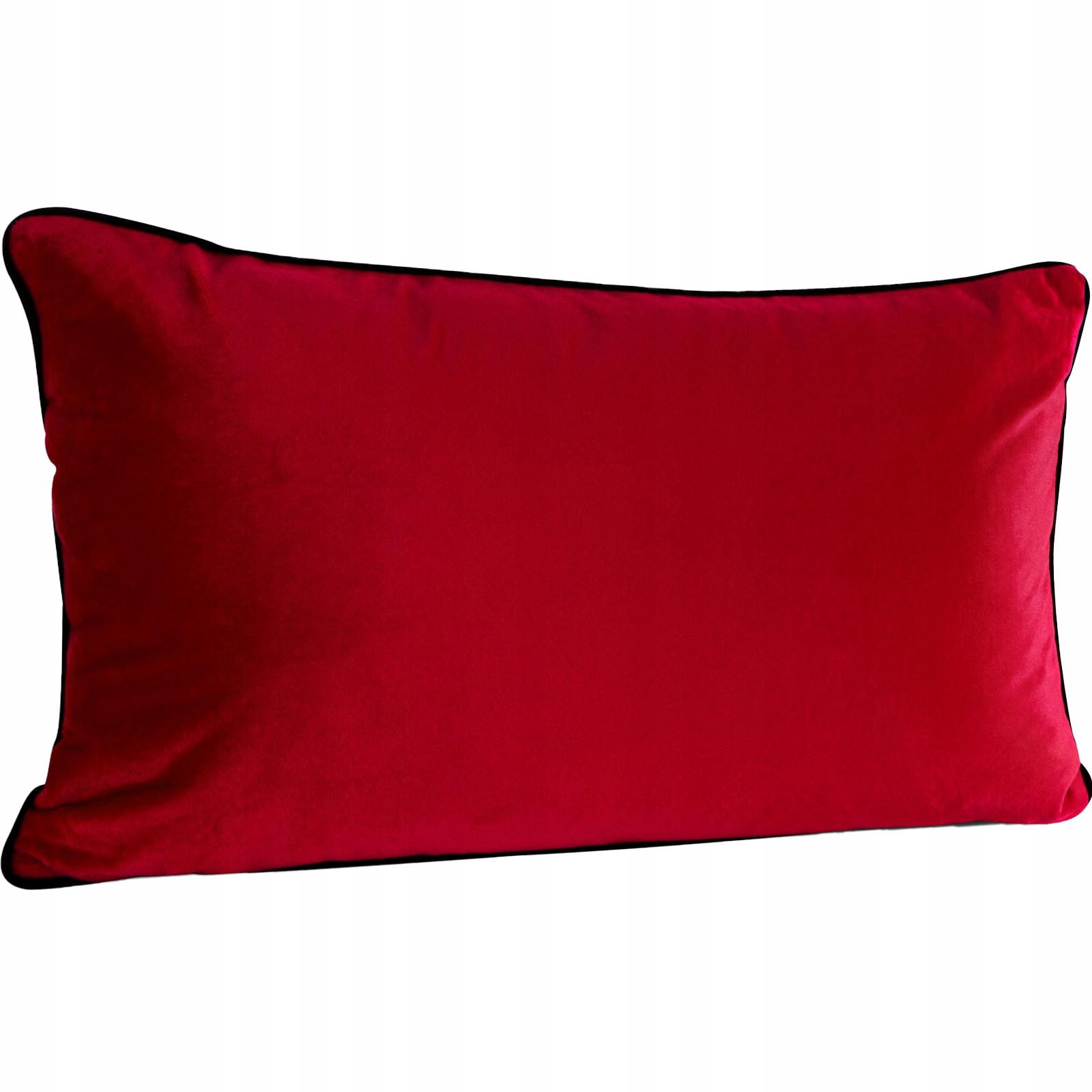 Poduszka z wypełnieniem welwetowa z ozdobną lamówką 30x50 czerwony - obrazek 2