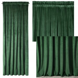 Mięciutka zasłona welwetowa taśma 140x270 ciemny zielony