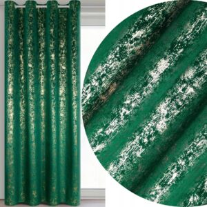 Zasłona 140X250 zielona welwetowa z nadrukiem przelotka