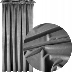 Nowoczesna zasłona welwetowa w taśmę 140x270 stalowy