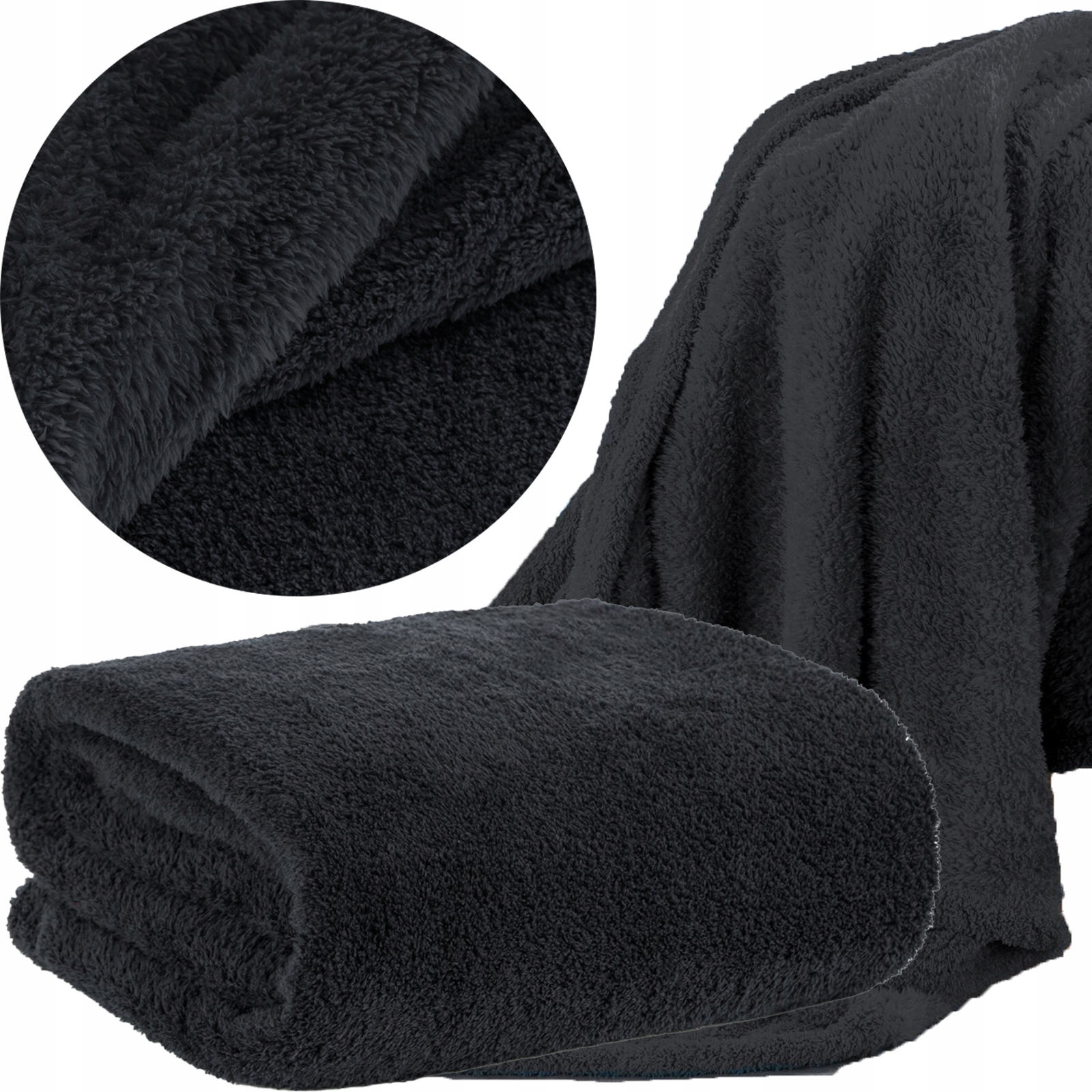 Mięciutki koc narzuta 150x200 czarny - obrazek 7