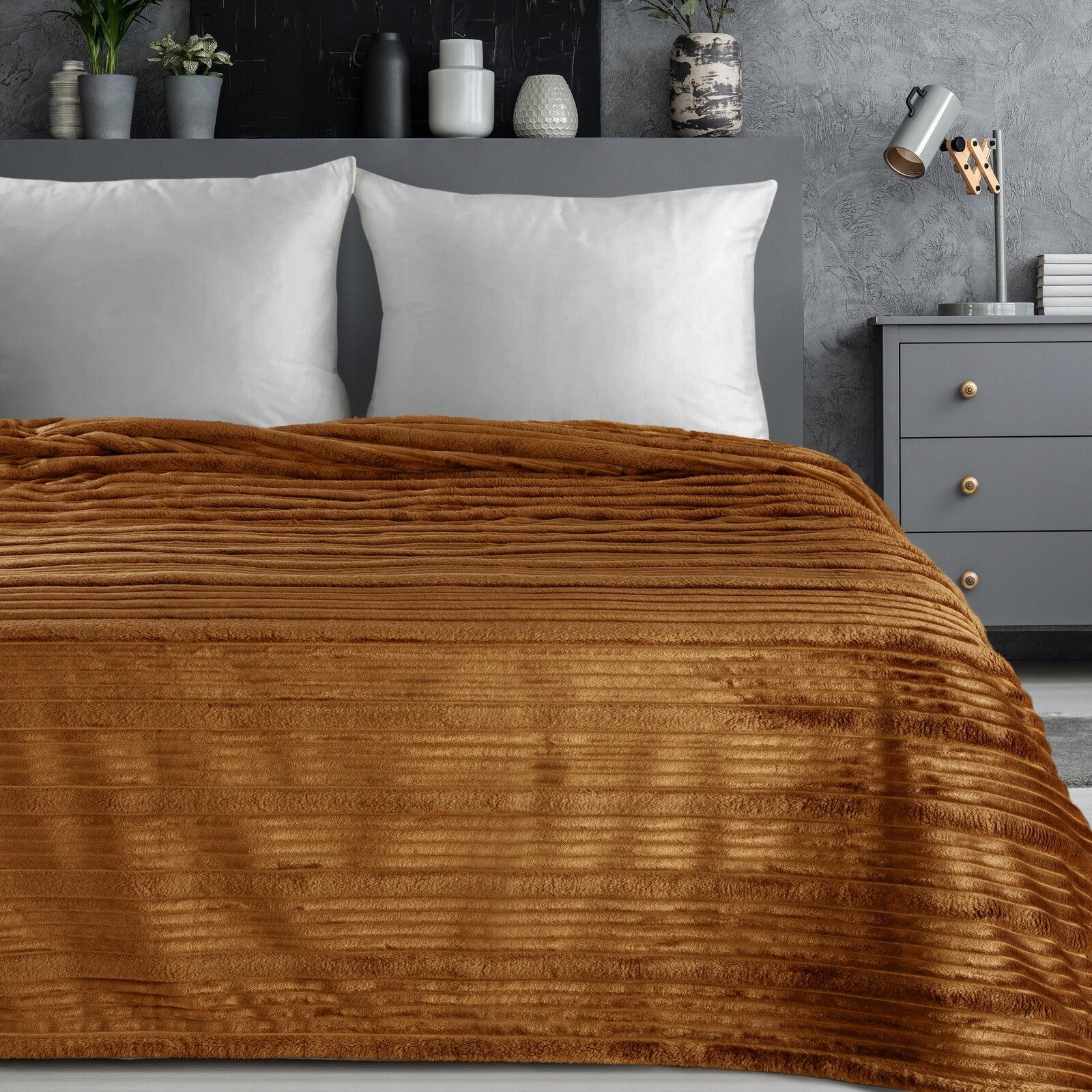 Narzuta koc gruby mięciutki 200 cm x 220 cm miód - obrazek 7