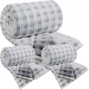 Zestaw Mięciutki Koc narzuta 170x210 + 2 x 70x160 puszysty stalowy