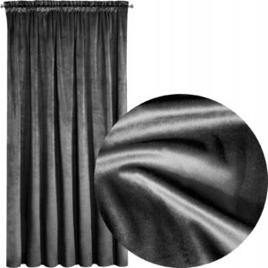 Nowoczesna zasłona welwetowa w taśmę 140x270 czarny