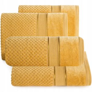 KOMPLET RĘCZNIKI KĄPIELOWE 4x SZTUK PREZENT 500gsm MUSZTARDA