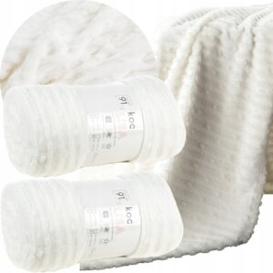 Komplet na kanapę i dwa fotele koc 170x210 + 2 x 70x160 biały