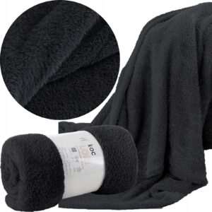 Mięciutki koc narzuta 170 cm x 210 cm czarny typ flano prezent