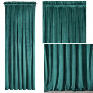 Mięciutka zasłona welwetowa taśma 140x270 ciemny turkus