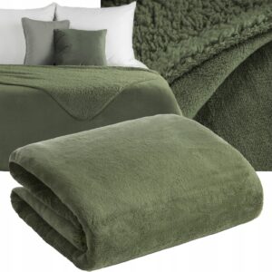 Koc narzuta dwustronny PREMIUM 200 x 220 cm oliwka