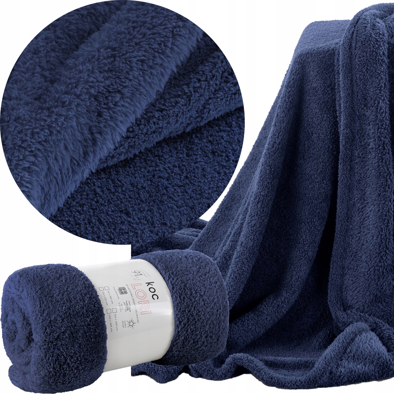 Mięciutki koc narzuta 170 cm x 210 cm granat typ flano prezent - obrazek 9