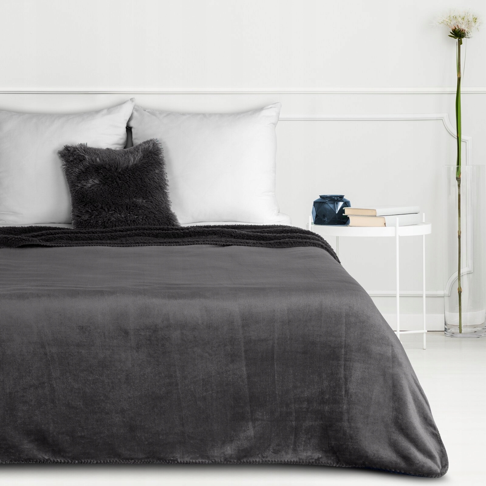 Koc narzuta dwustronny PREMIUM 170 x 210cm stalowy - obrazek 12