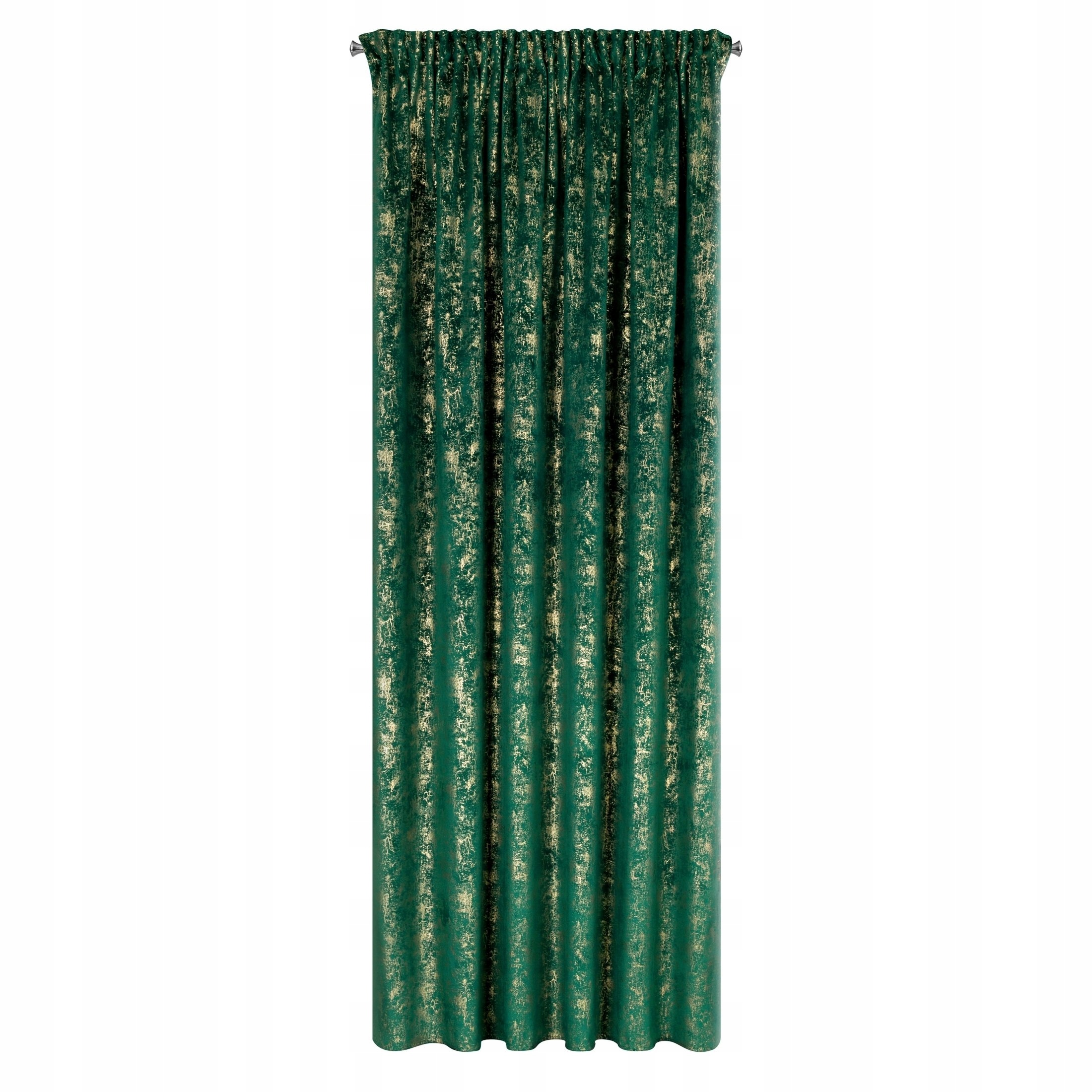 Zasłona 140X270 zielona welwetowa z nadrukiem taśma - obrazek 6