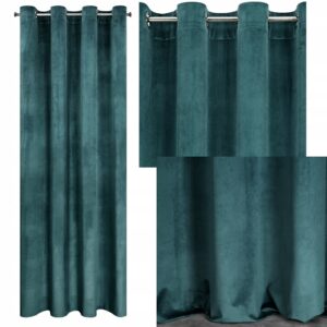 Mięciutka zasłona welwetowa kółka 140x250 ciemny niebieski