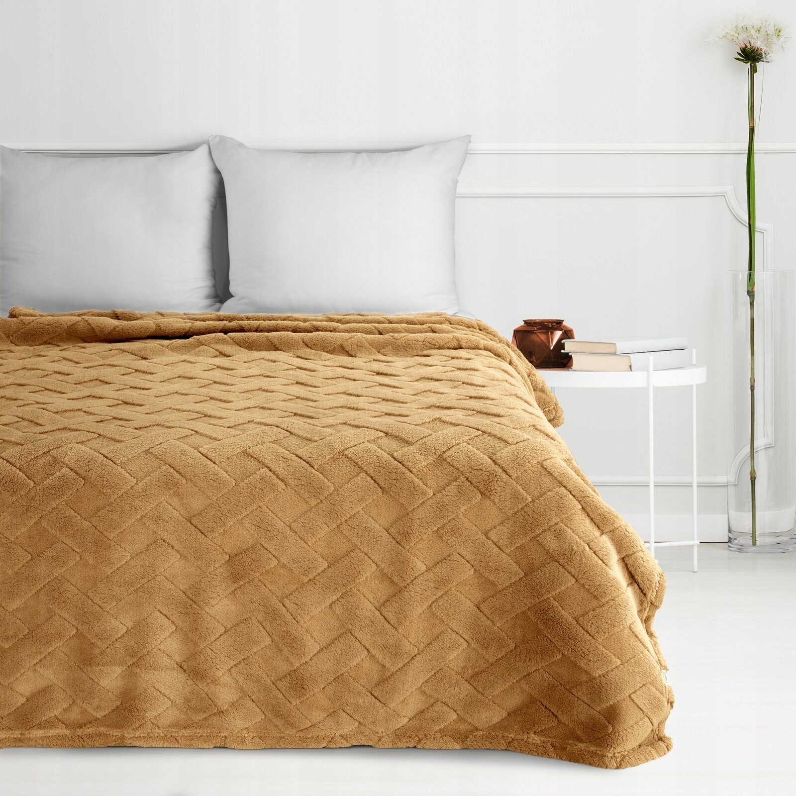 Koc narzuta 170x210 miodowy gruby mięciutki puszysty - obrazek 10