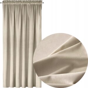 Nowoczesna zasłona welwetowa w taśmę 140x270 j.beż