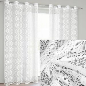 Firana biała w stylu boho 140 cm x 250 w przelotkę