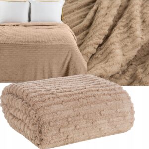 Mięciutki koc narzuta 150 cm x 200 cm BEŻ