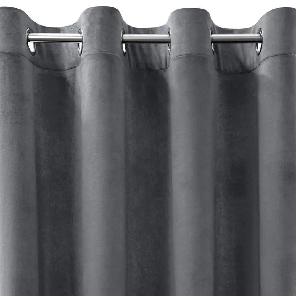 Mięciutka zasłona welwetowa kółka 140x250 grafit - obrazek 14