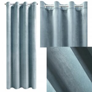 Mięciutka zasłona welwetowa kółka 140x250 morski