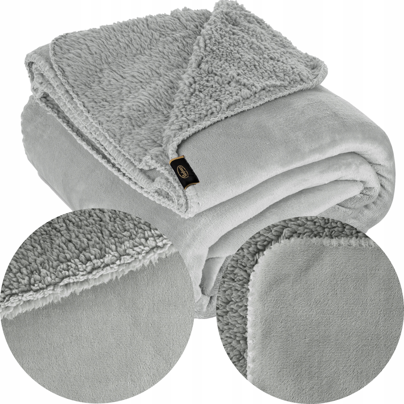 Koc narzuta dwustronny PREMIUM 70 x 160 cm srebrny - obrazek 7