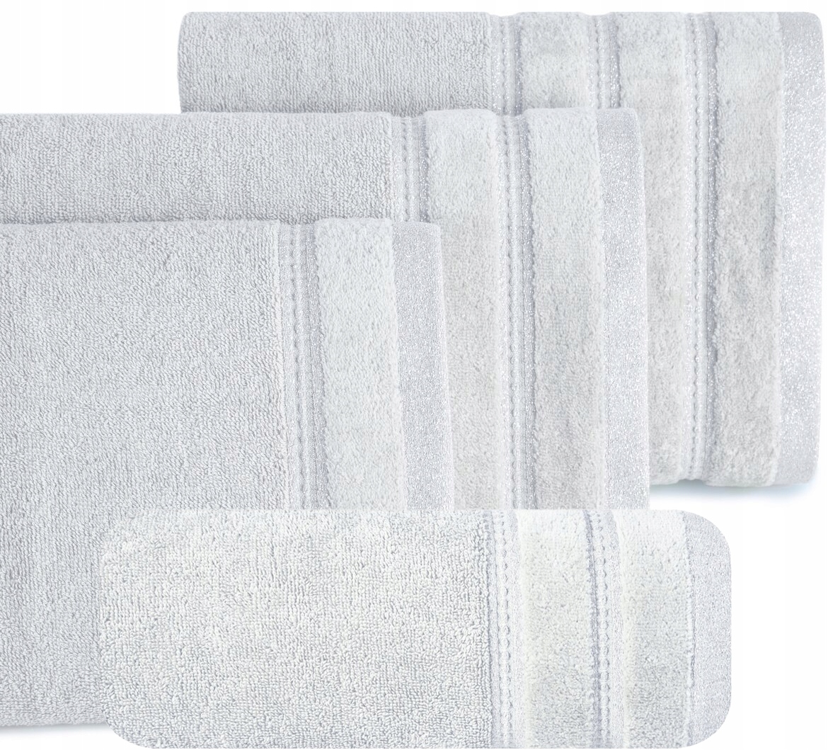 Ręcznik 2 x 50x90cm + 2 x 70x140cm 500g bawełna komplet srebrny - obrazek 5