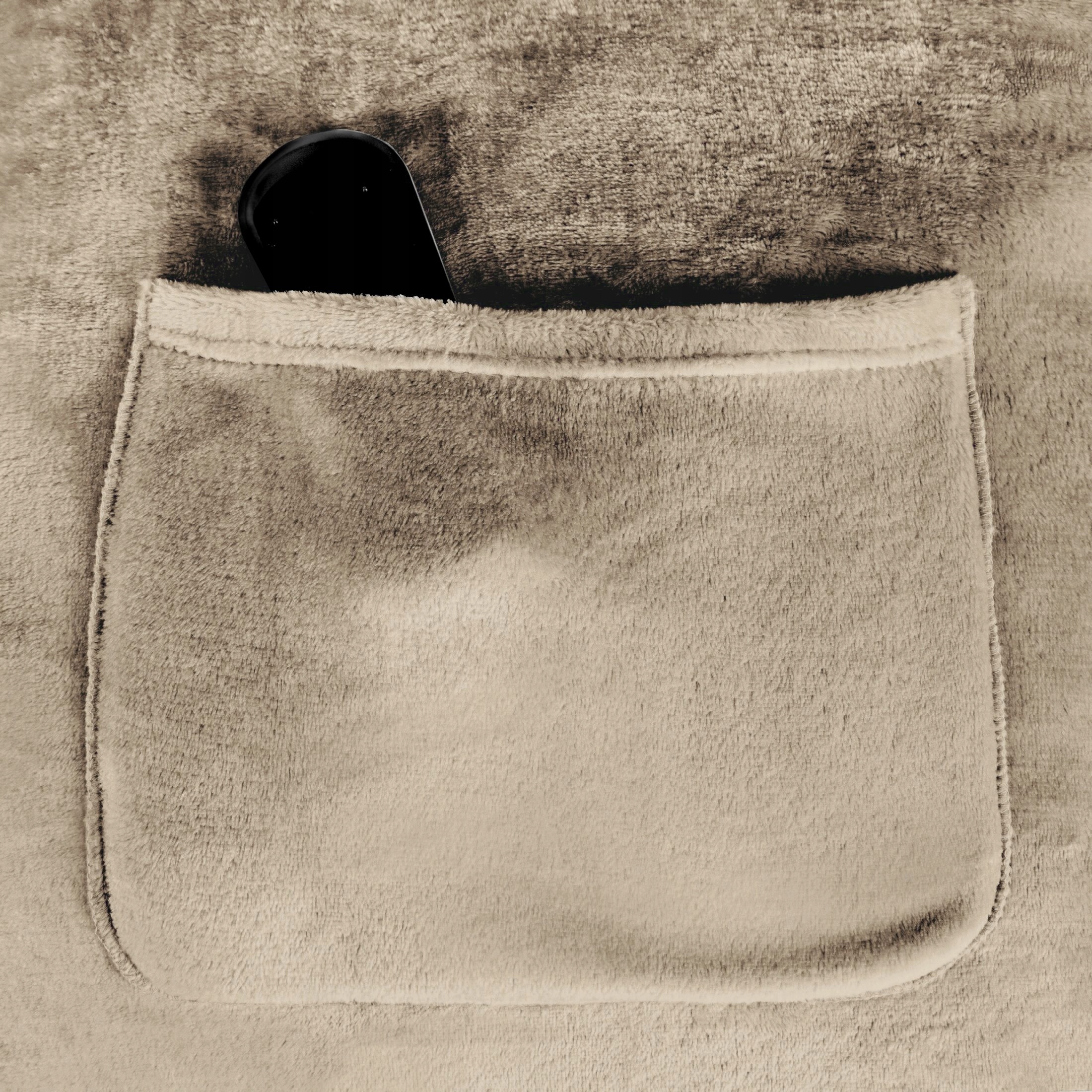 PREZENT Koc Z Rękawami mięciutki cieplutki szlafrok 150x180 beż - obrazek 8